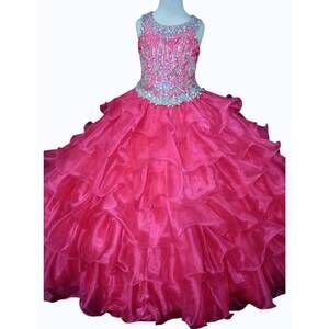 NEW LITTLE ROSIE girl's long pageant dress in strawberry